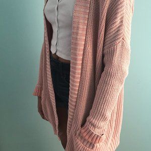 Light Pink Knit Open Cardigan